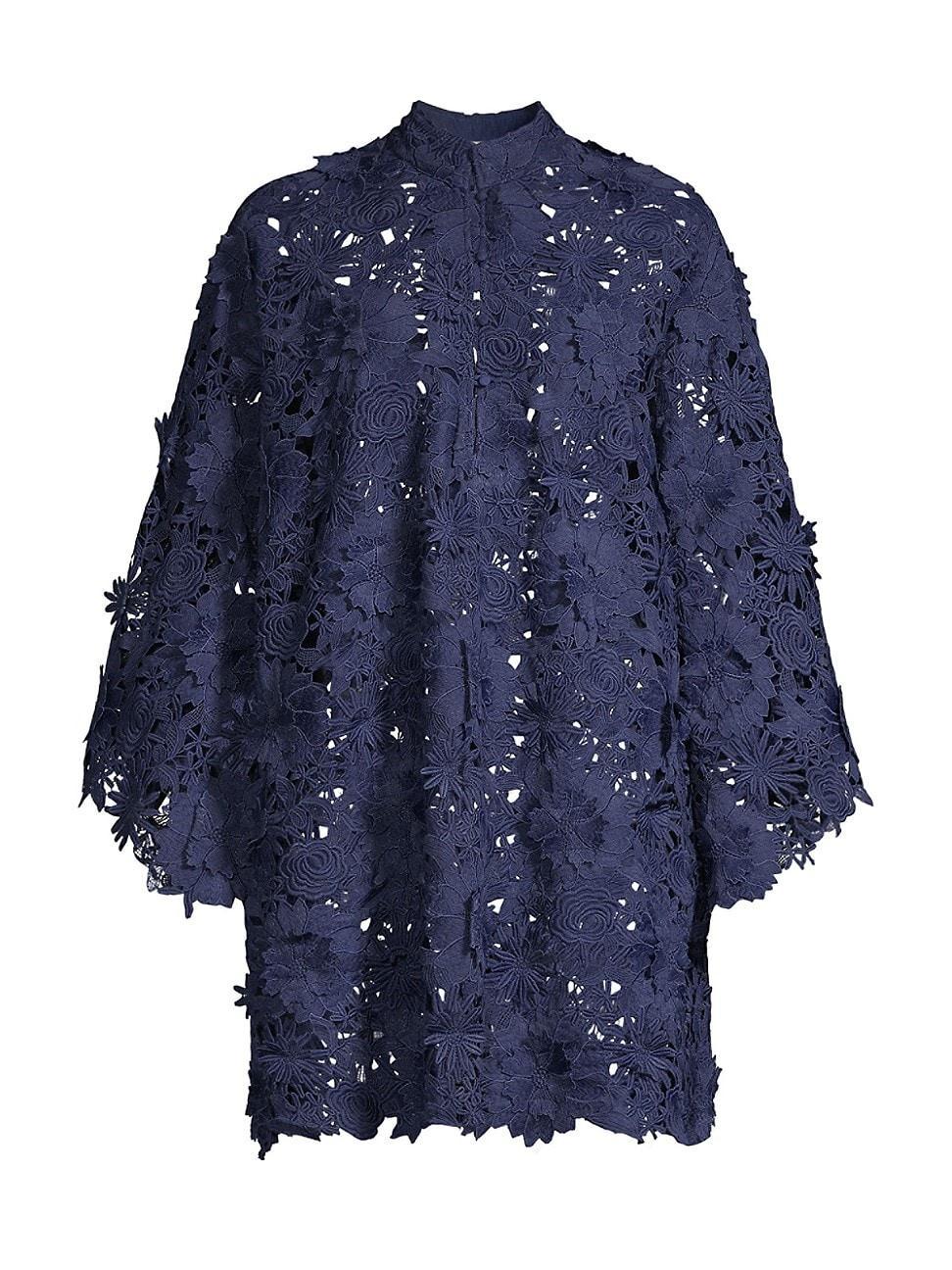 Womens Floral Lace Caftan Minidress Product Image