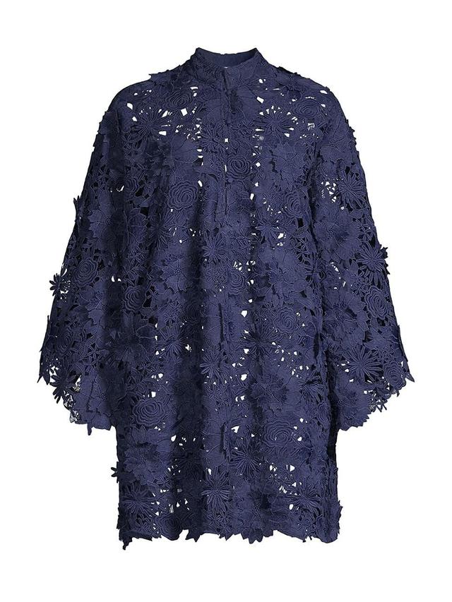 Womens Floral Lace Caftan Minidress Product Image