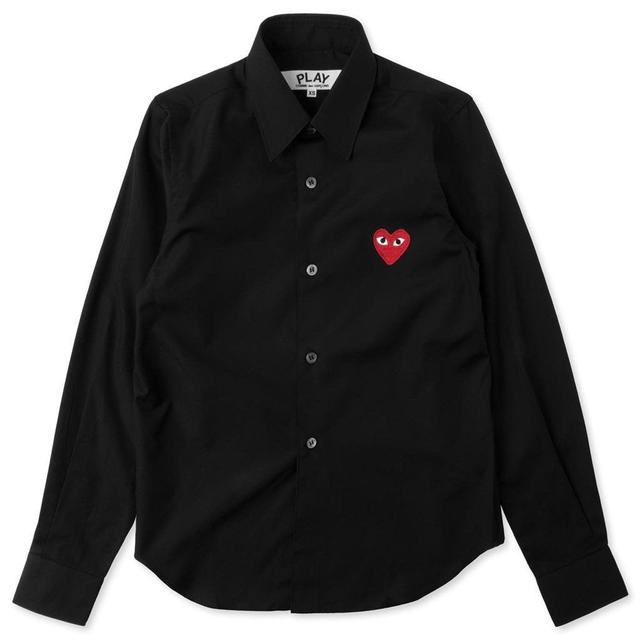 Women's Red Heart Button Up - Black Female Product Image