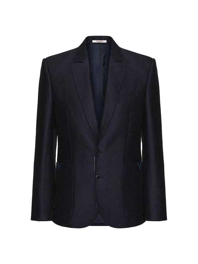 Mens Solid Sport Coat with V Pockets Product Image