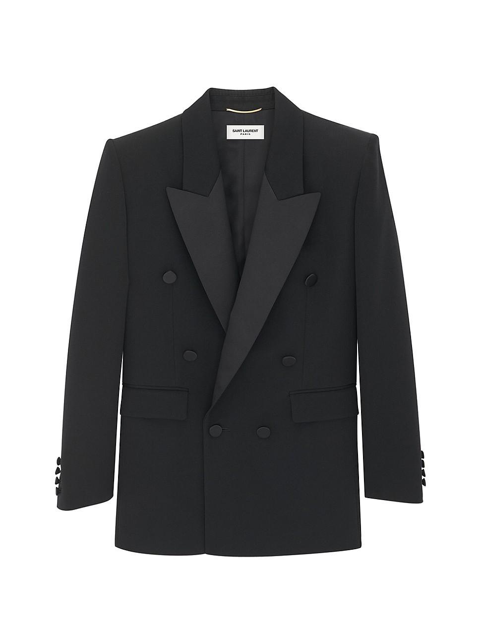 Womens Tuxedo Blazer In Grain De Poudre Product Image