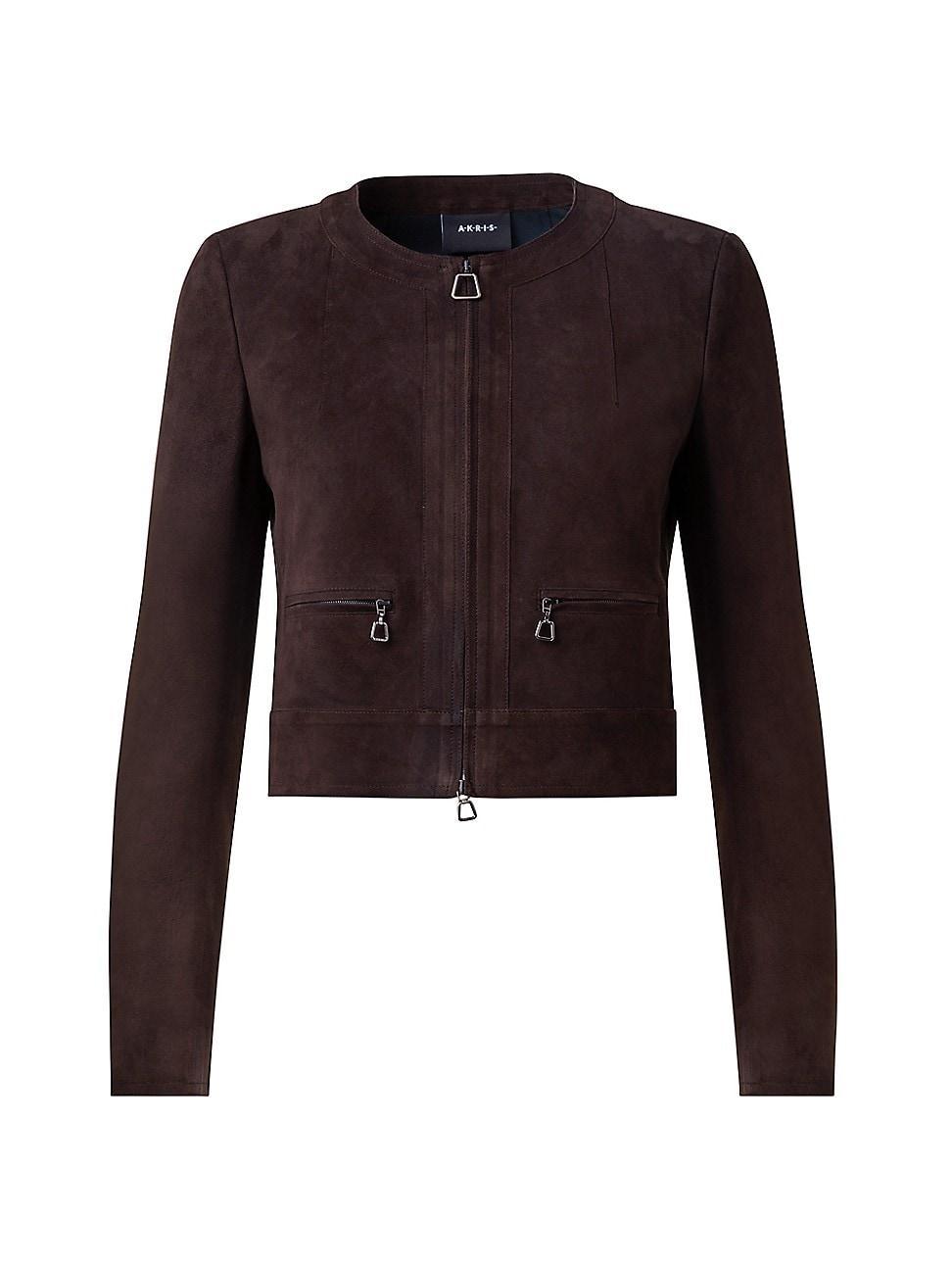 Womens Suede Zip-Pocket Jacket Product Image