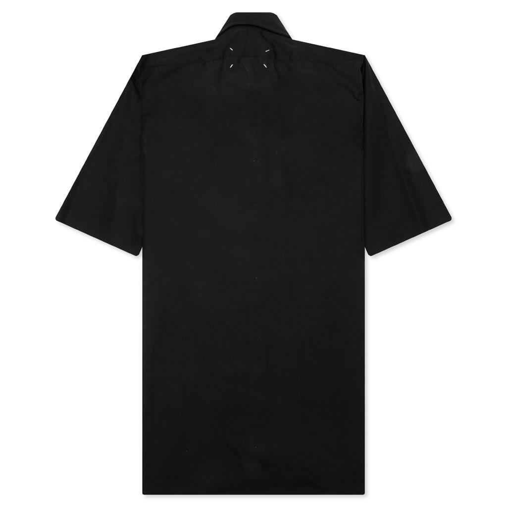 Point Collar Short Sleeve Shirt - Black Male Product Image