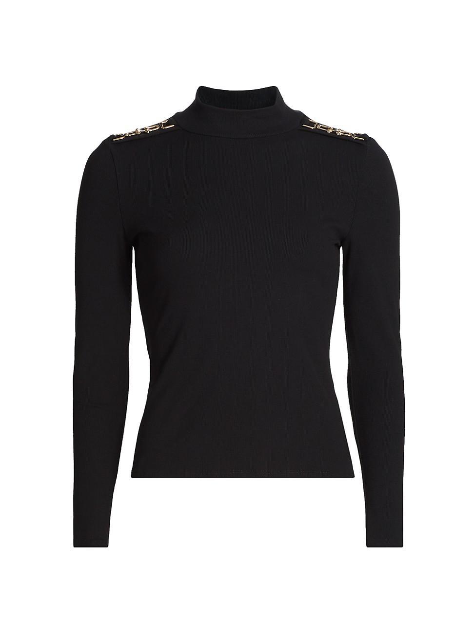 Womens Alianna Rib-Knit Mock-Turtleneck Top Product Image