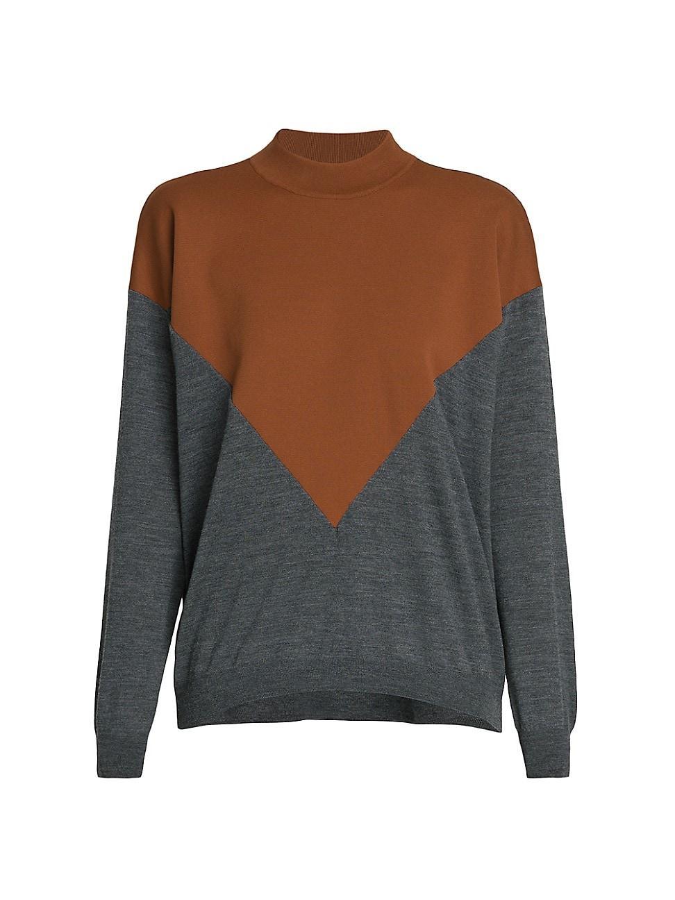 Womens Two-Tone Wool-Blend Sweater Product Image