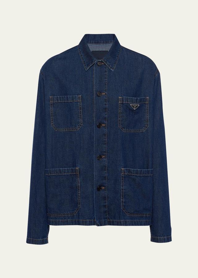 Mens Light Denim Blouson Jacket Product Image