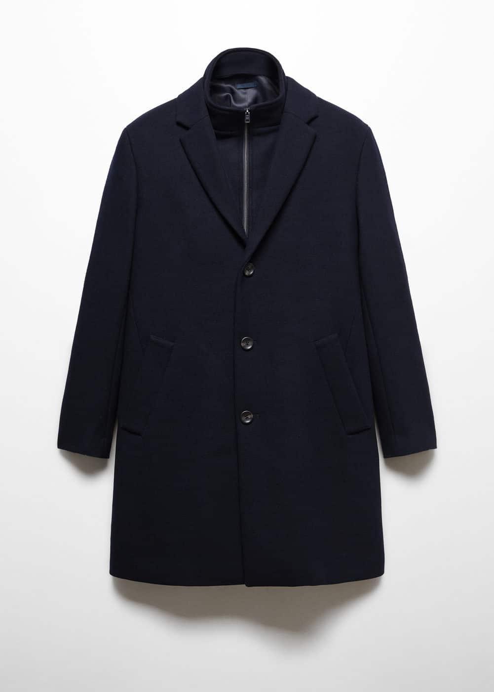 MANGO MAN - Wool coat with detachable collar dark navyMen Product Image