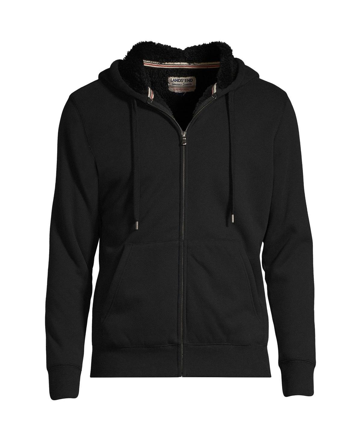 Big & Tall Lands End Serious Sweats Full-Zip Sherpa Hoodie, Mens Pewter Grey Product Image