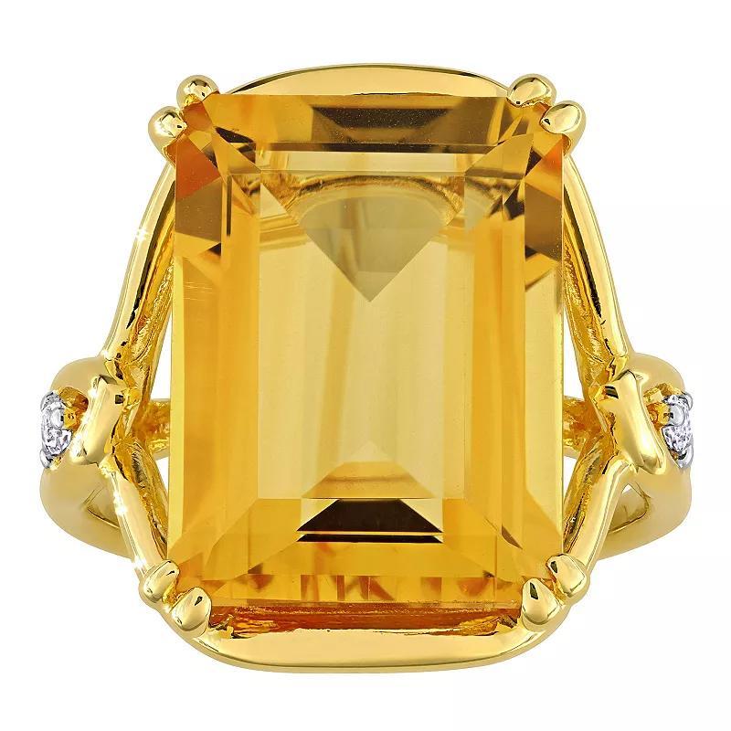 Stella Grace 18k Gold Over Silver Citrine & White Topaz Cocktail Ring, Womens, Gold Tone Product Image