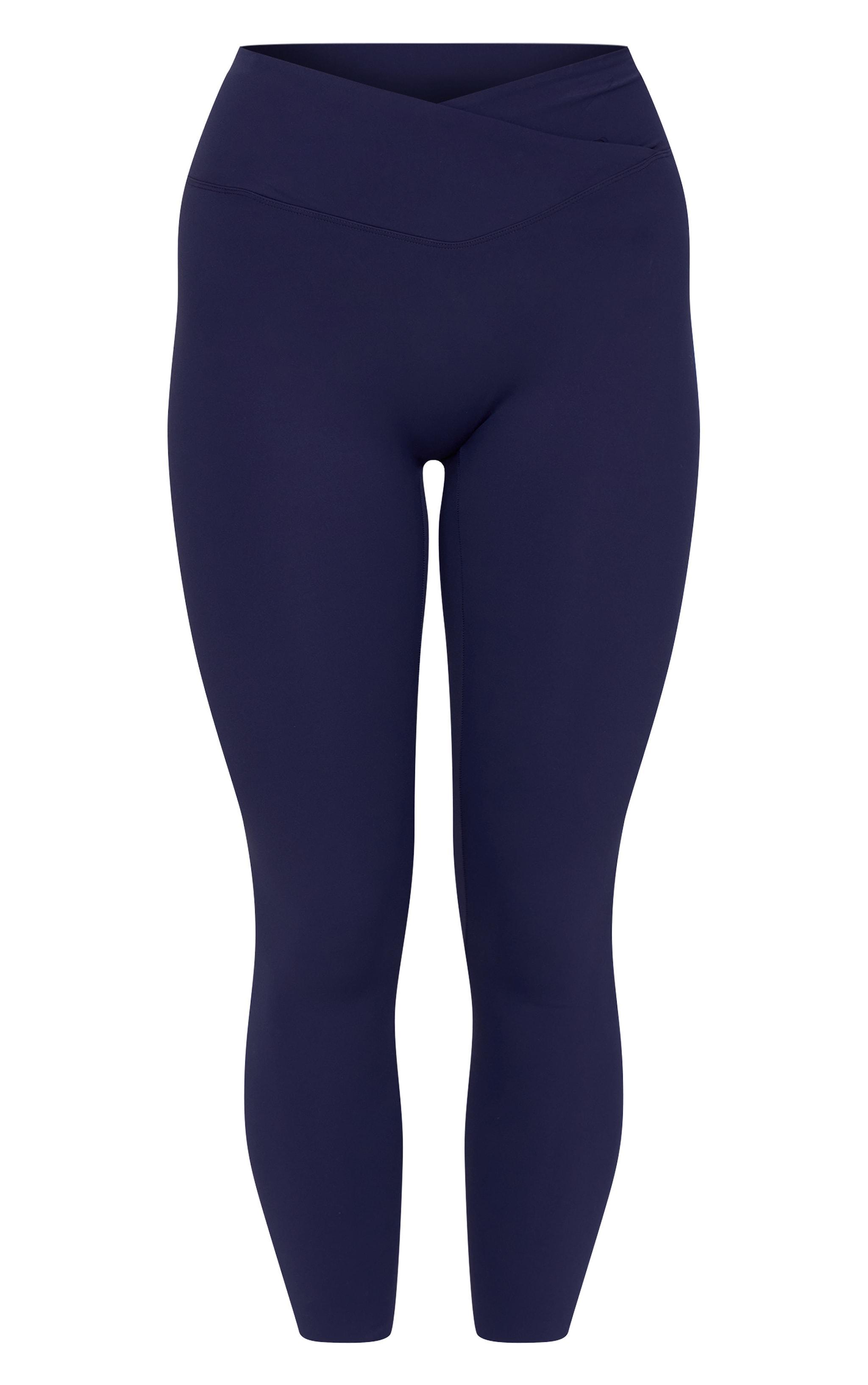 Navy Sculpt Wrap Waist Gym Leggings Product Image