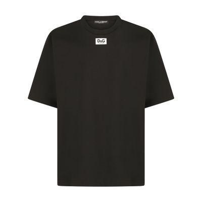 Cotton T-shirt With D & G Patch In Black Product Image