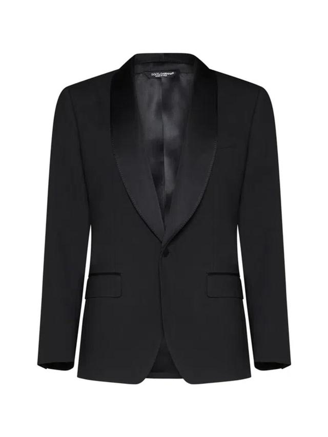 Single-breasted Wool-blend Blazer In Black Product Image