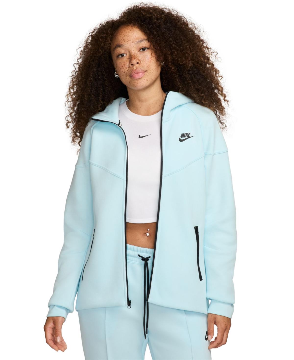 Nike Womens Nike NSW Tech Fleece WR Full-Zip Hoodie - Womens Glacier Blue/Black Product Image