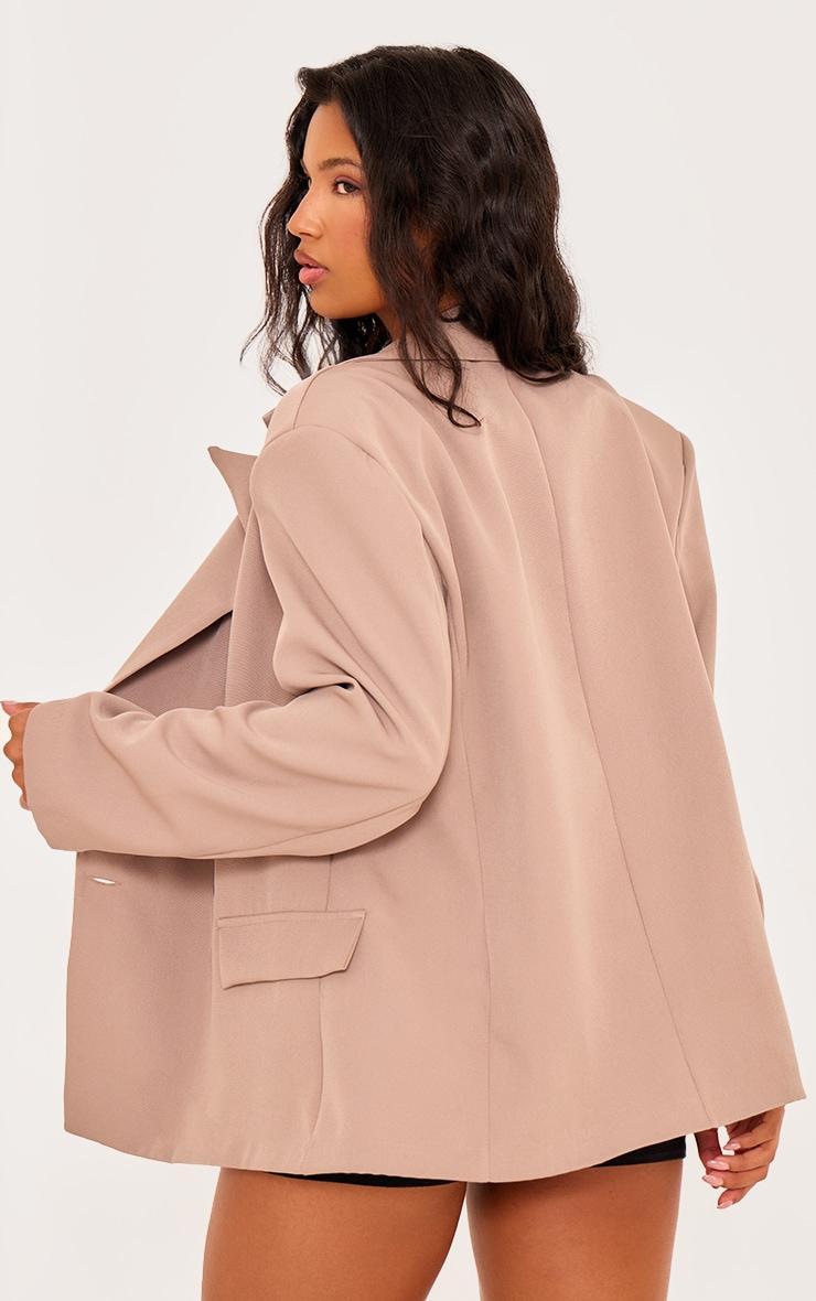 Taupe Side Button Single Breasted Boxy Blazer Product Image