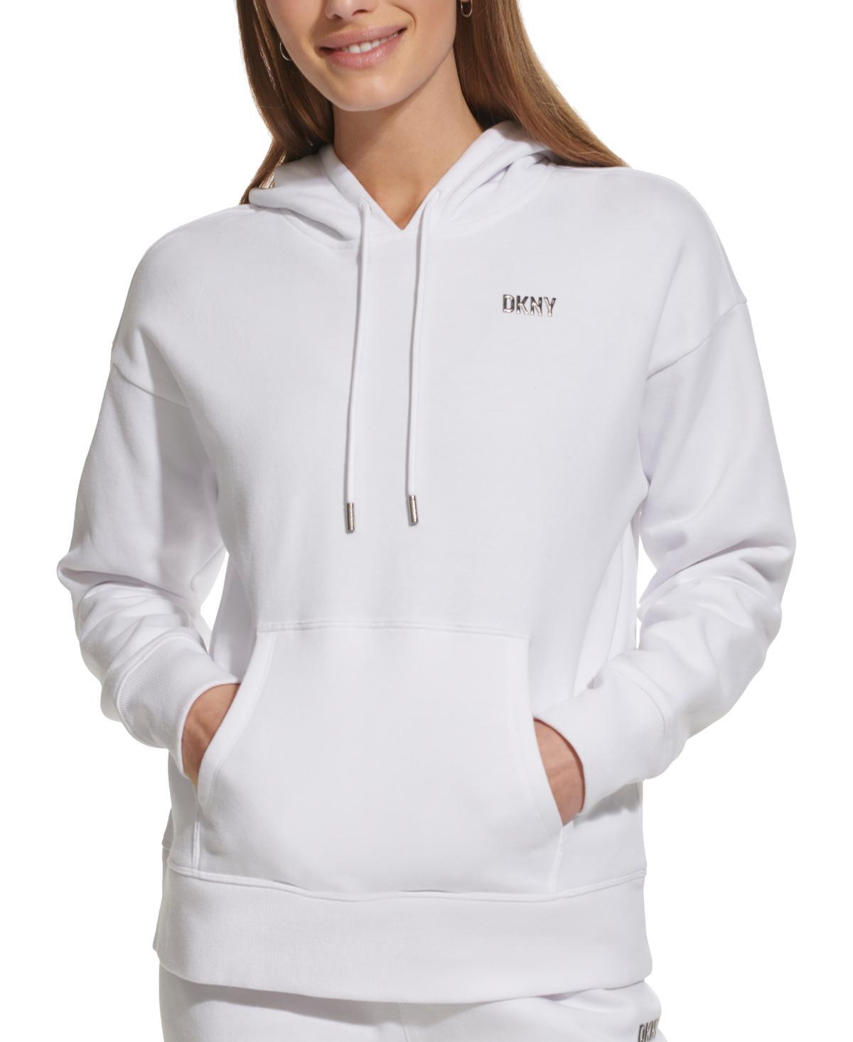 Dkny Sport Womens Metallic Logo Fleece Hoodie Product Image