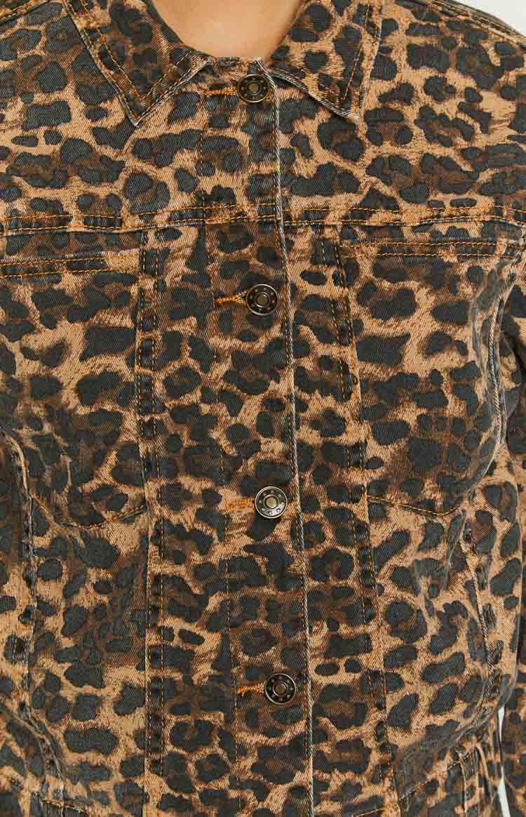 Lioness Carmela Leopard Print Denim Jacket Product Image