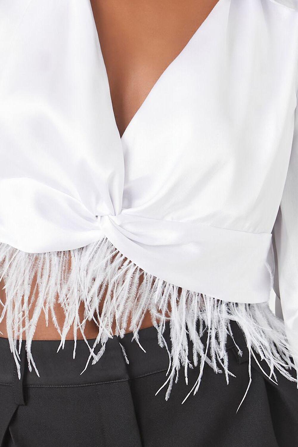 Satin Feather Fringe Crop Top | Forever 21 Product Image