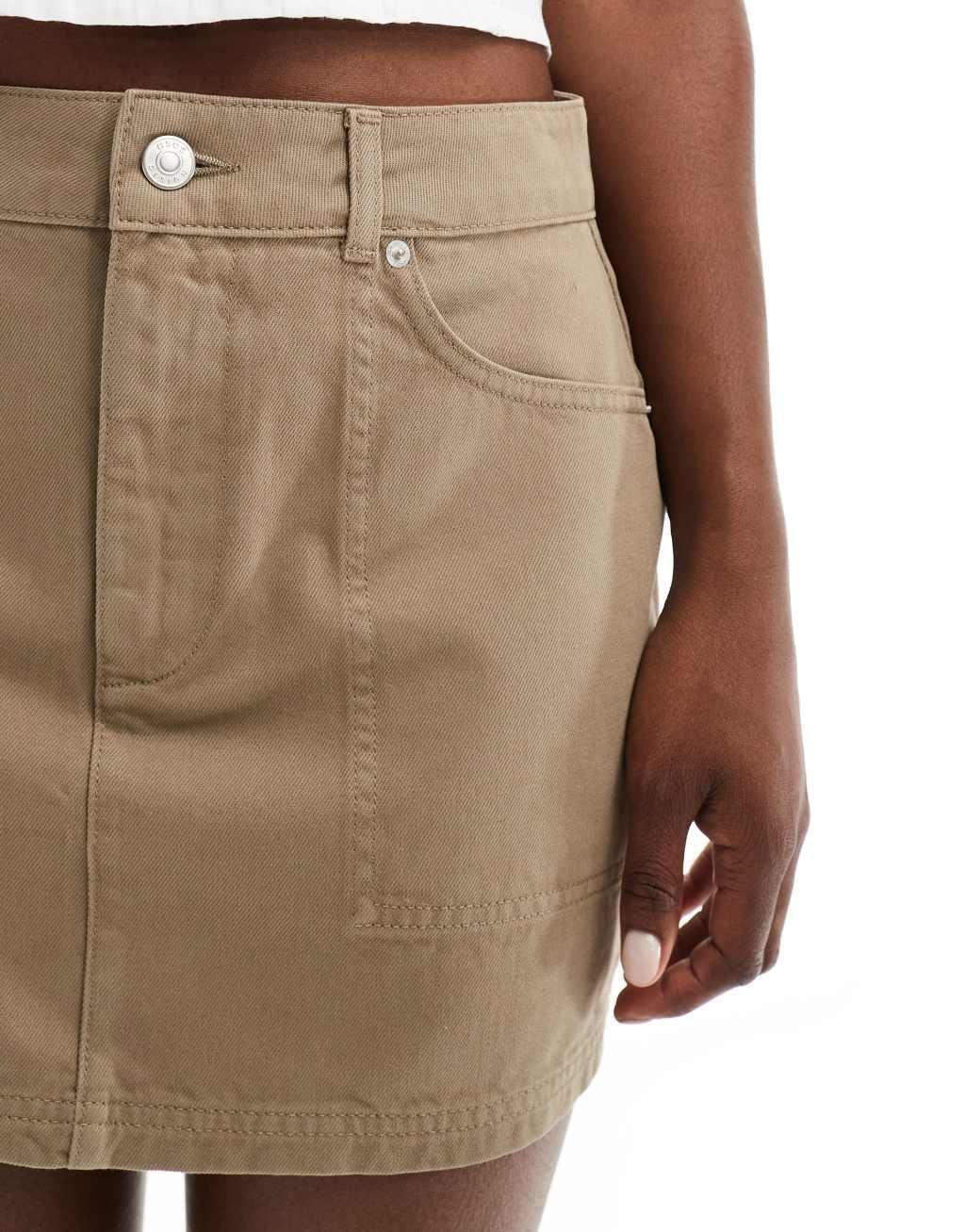 ASOS DESIGN denim mini skirt in sandstorm Product Image