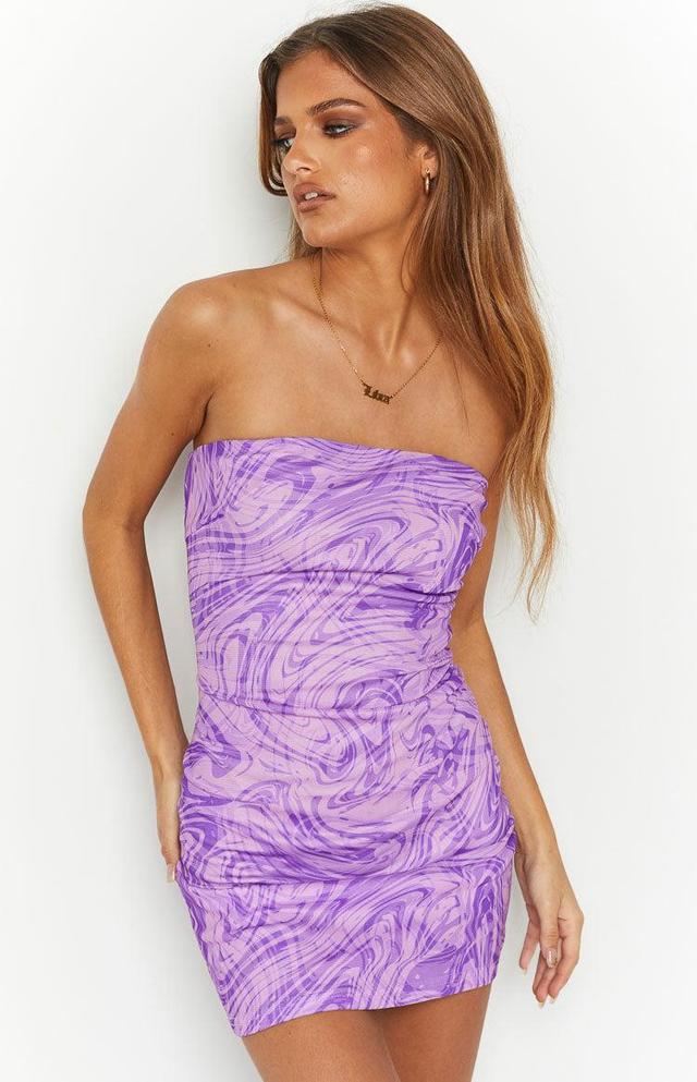 Ciarah Purple Mesh Mini Dress Product Image