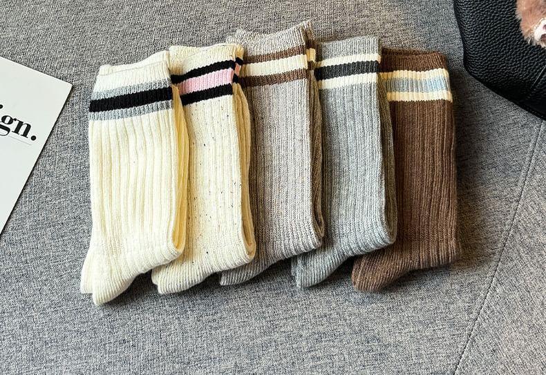 Set of 3 Pairs: Striped Ribbed Socks Product Image