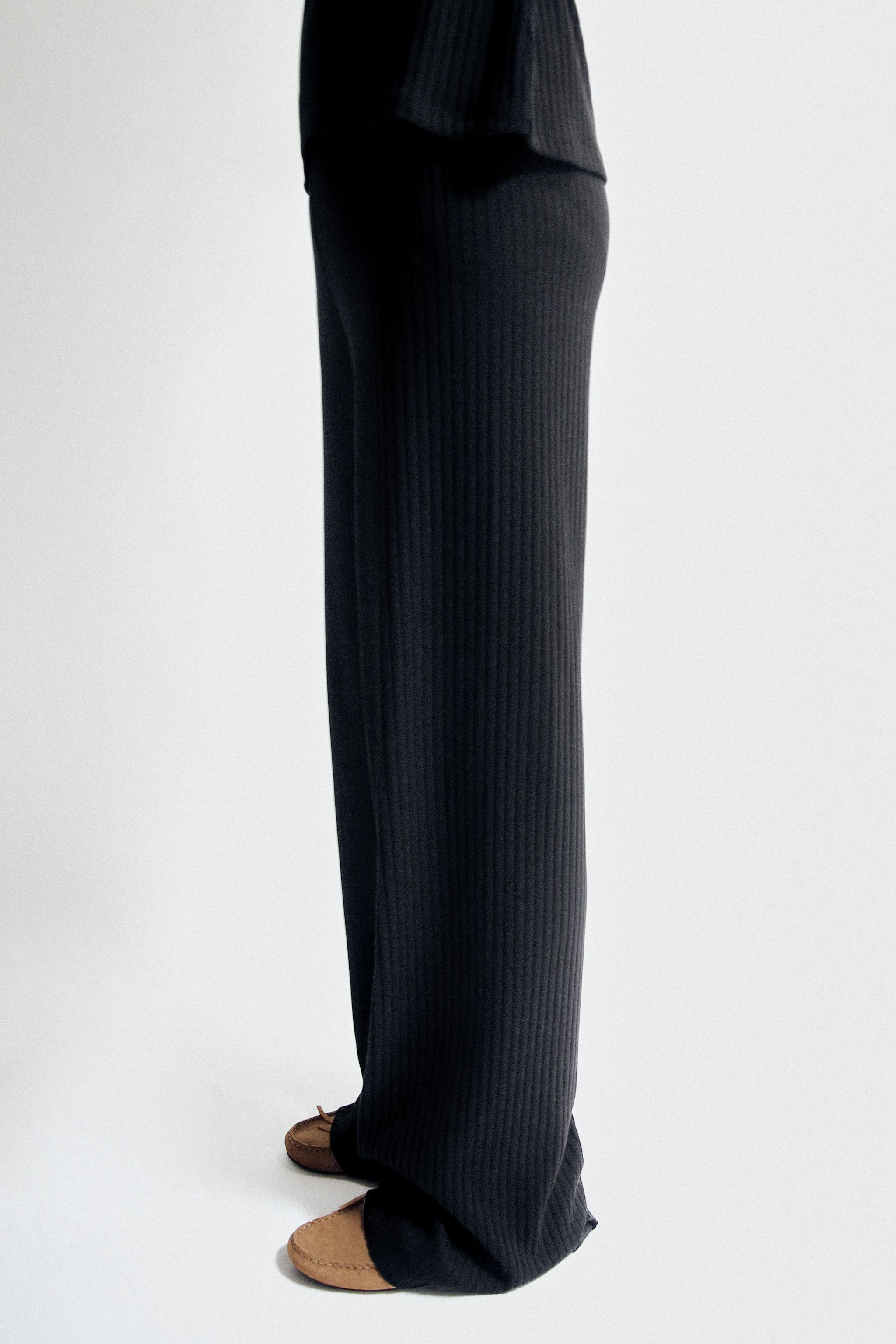 RIBBED WIDE LEG PANTS Product Image