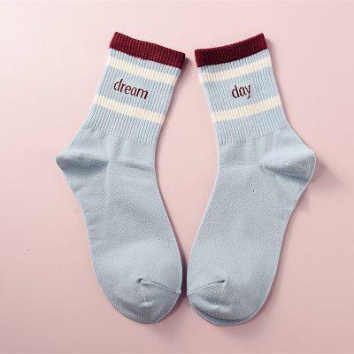 Contrast Trim Lettering Socks Product Image