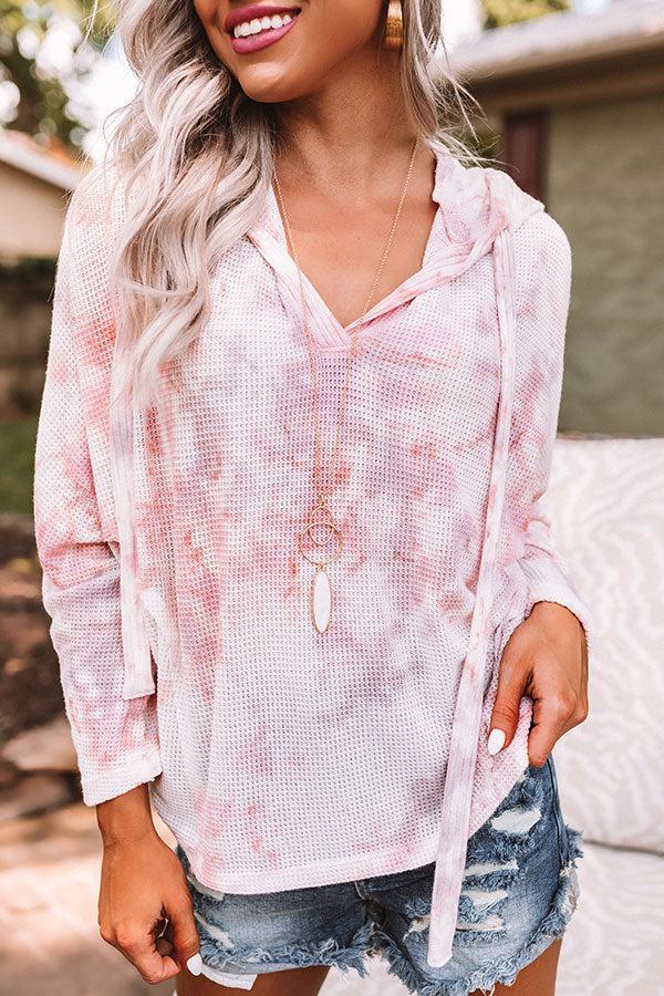 Tie Dye Pick Me Up Knit Hoodie In Blush Product Image