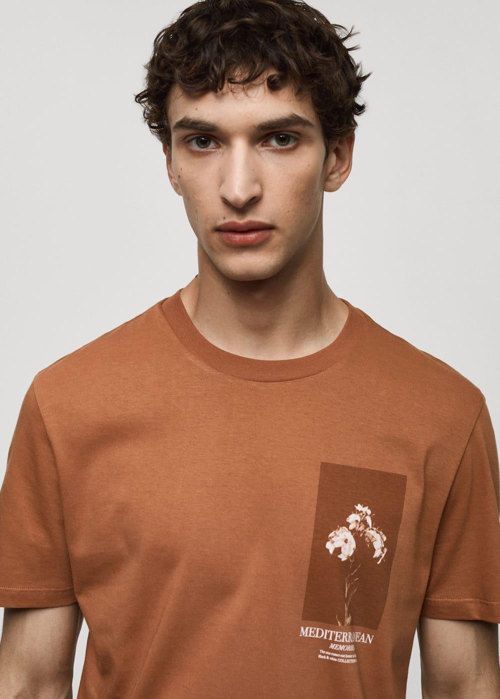 MANGO MAN - 100% cotton slim-fit t-shirt burnt orangeMen Product Image