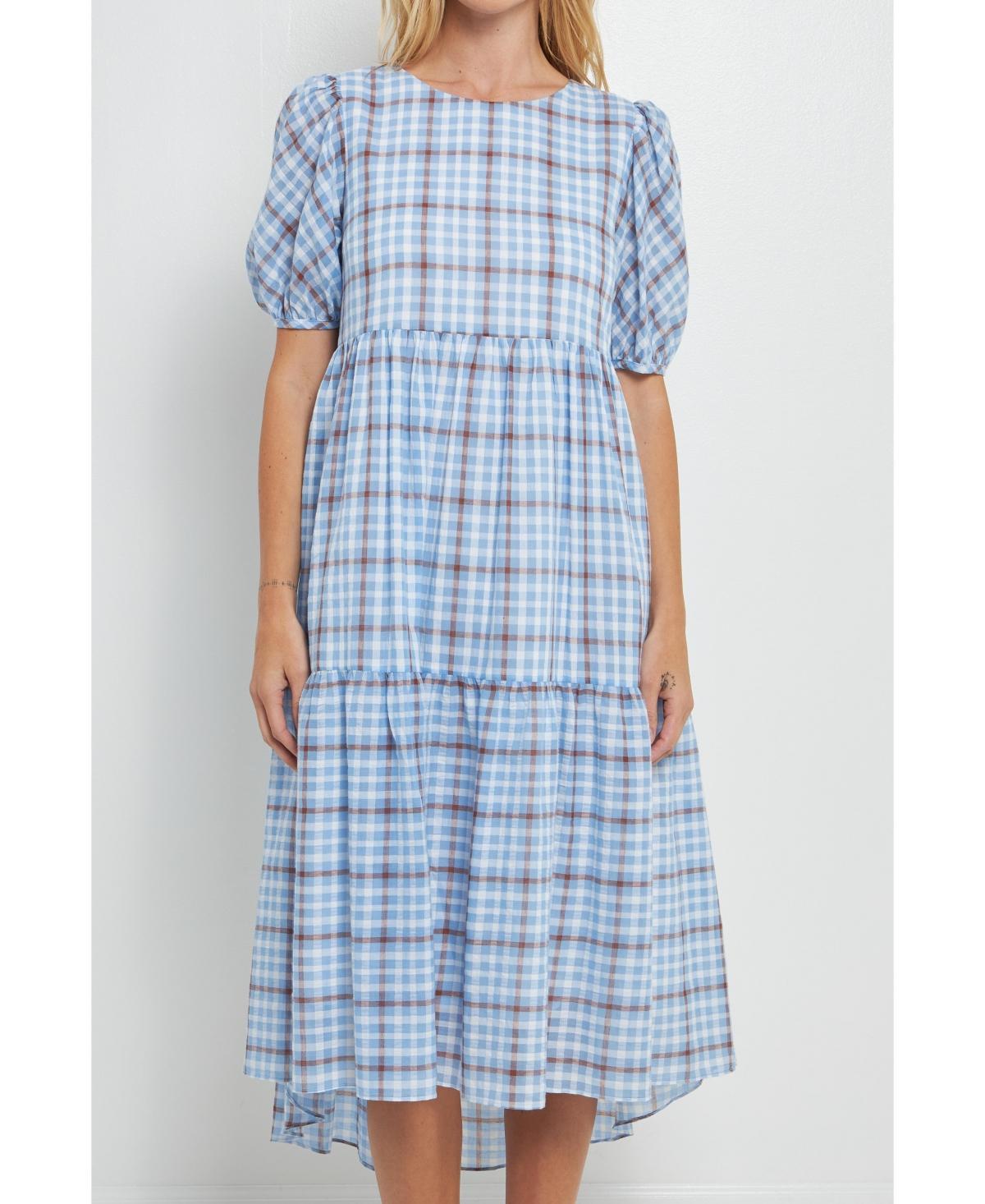 English Factory Womens Check Print Midi Dress product image