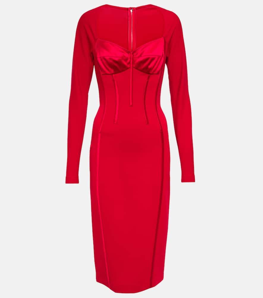 DOLCE & GABBANA Corset Silk-satin Midi Dress In Red Product Image