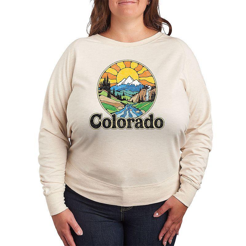 Plus Groovy Colorado Slouchy Graphic Sweatshirt, Womens Brown Product Image