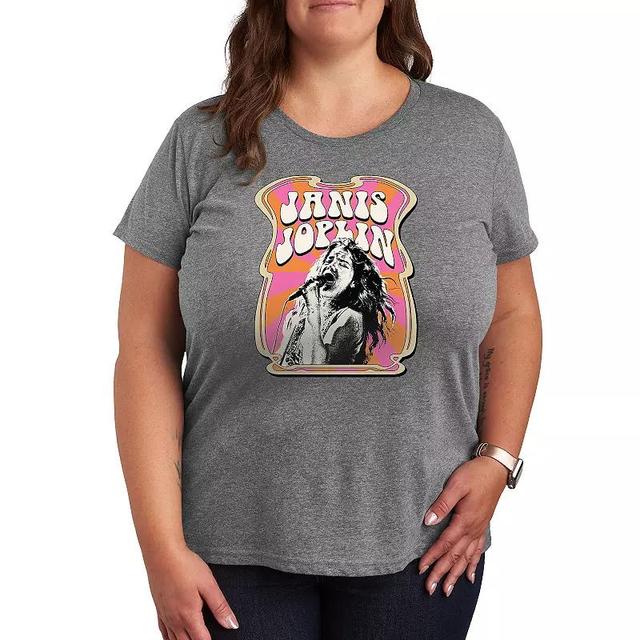 Plus Janis Joplin Poster Style Graphic Tee, Womens Product Image