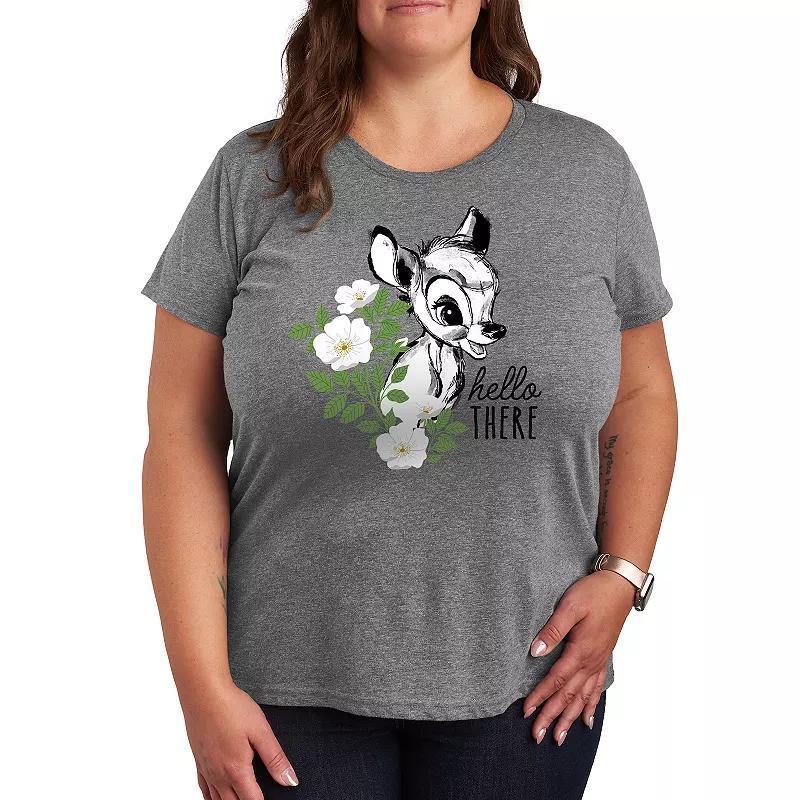 Disneys Bambi Plus Hello There Graphic Tee, Womens Grey Gray Product Image