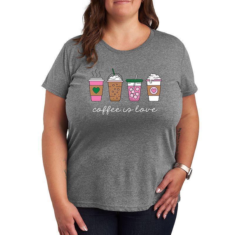 Missy Plus Size Coffee Is Love Graphic Tee, Womens Grey Gray Product Image