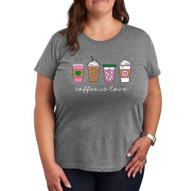 Missy Plus Size Coffee Is Love Graphic Tee, Womens Grey Gray Product Image