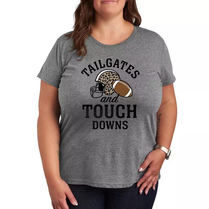 Plus Size Tailgates Touchdowns Graphic Tee, Womens Grey Gray Product Image