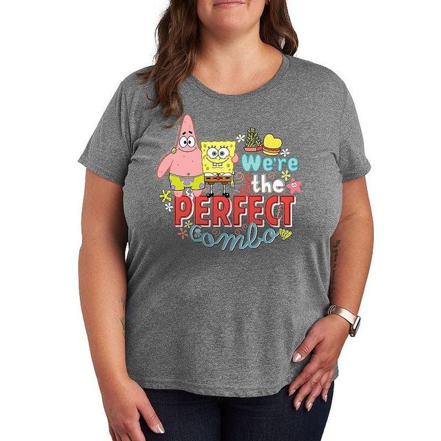 Plus Size SpongeBob Squarepants Were The Perfect Couple Graphic Tee, Womens Grey Gray Product Image