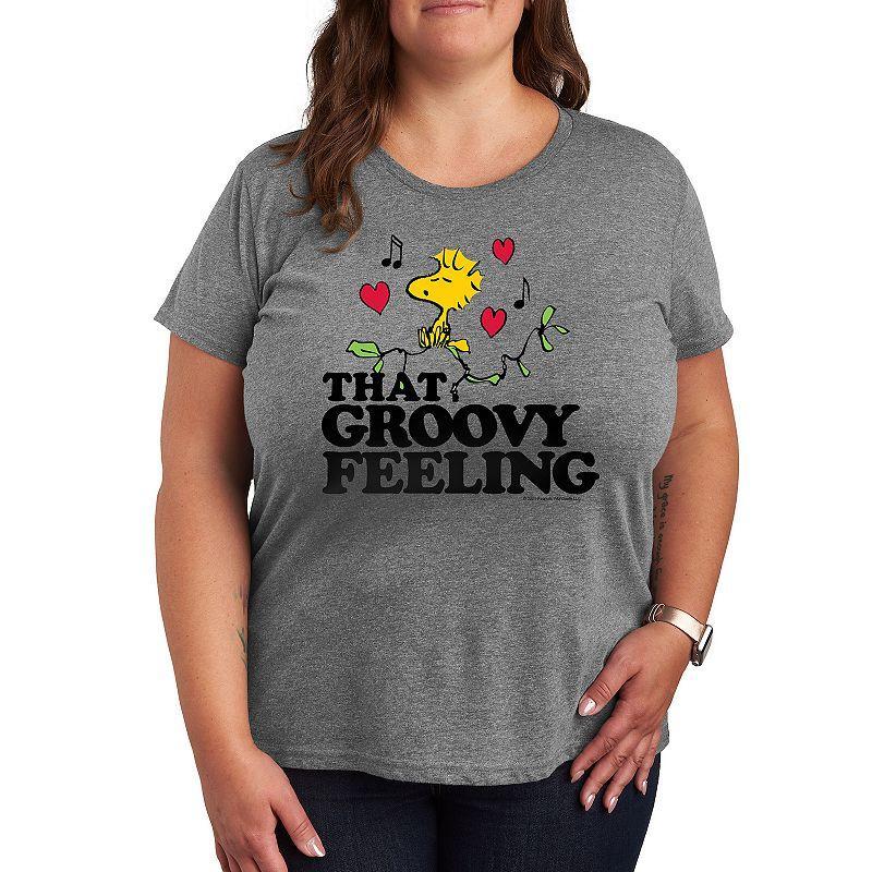 Plus Size Peanuts Groovy Feeling Graphic Tee, Womens White Product Image