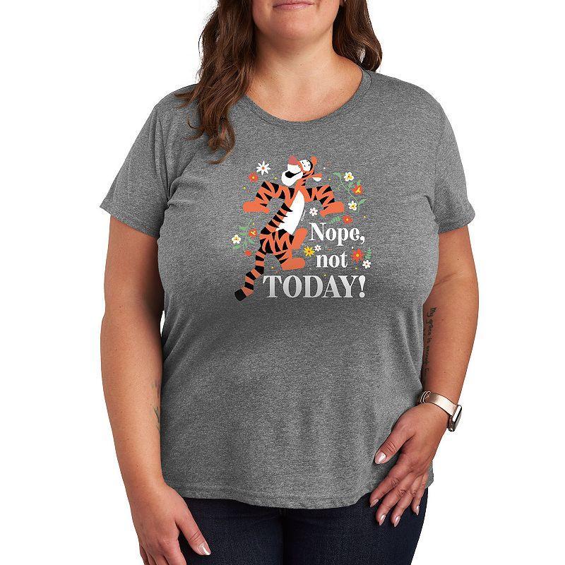 Disneys Winnie The Pooh Tigger Plus Nope Not Today Graphic Tee, Womens Grey Gray Product Image