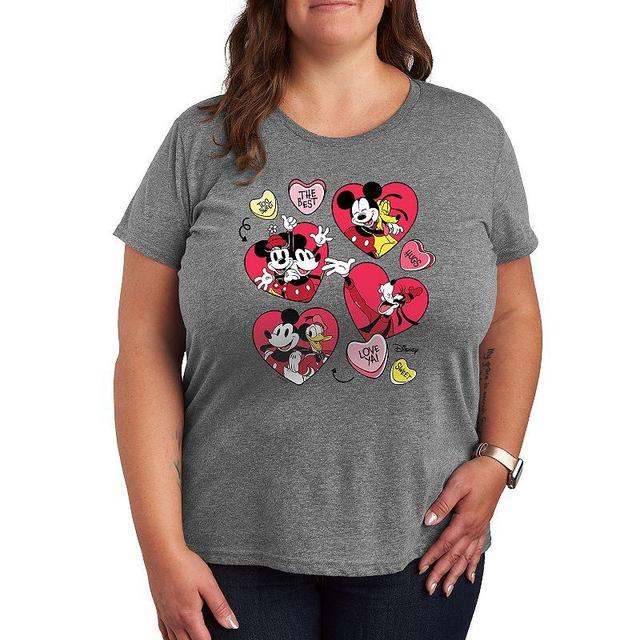 Disneys Mickey Mouse & Friends Plus Size Heart Grid Graphic Tee, Womens Grey Gray Product Image