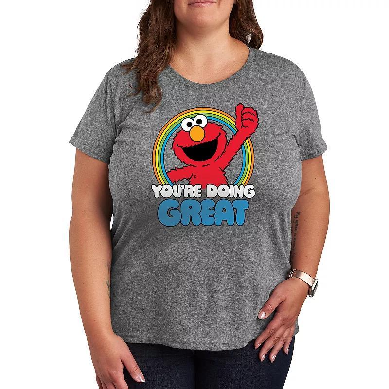 Plus Sesame Street Youre Doing Great Graphic Tee, Womens Heather Grey Product Image