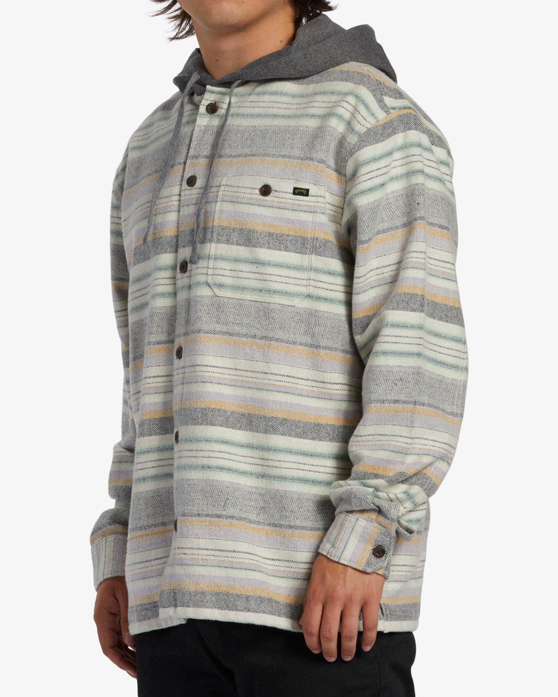 Baja Hooded Long Sleeve Flannel Shirt - Jade Stone Male Product Image