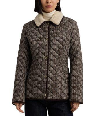 Petite Faux-Sherpa-Collar Quilted Coat Product Image