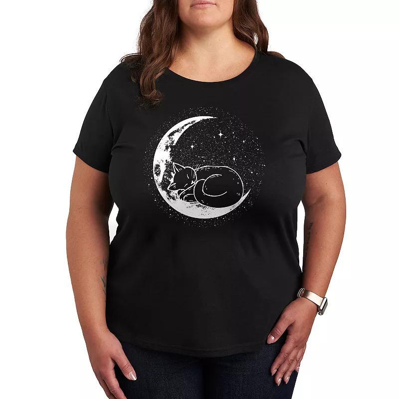 Plus Cat Nap Moon Graphic Tee, Womens Product Image