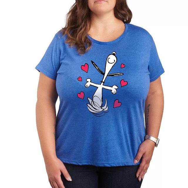 Plus Peanuts Snoopy Dancing Hearts Graphic Tee, Womens Product Image