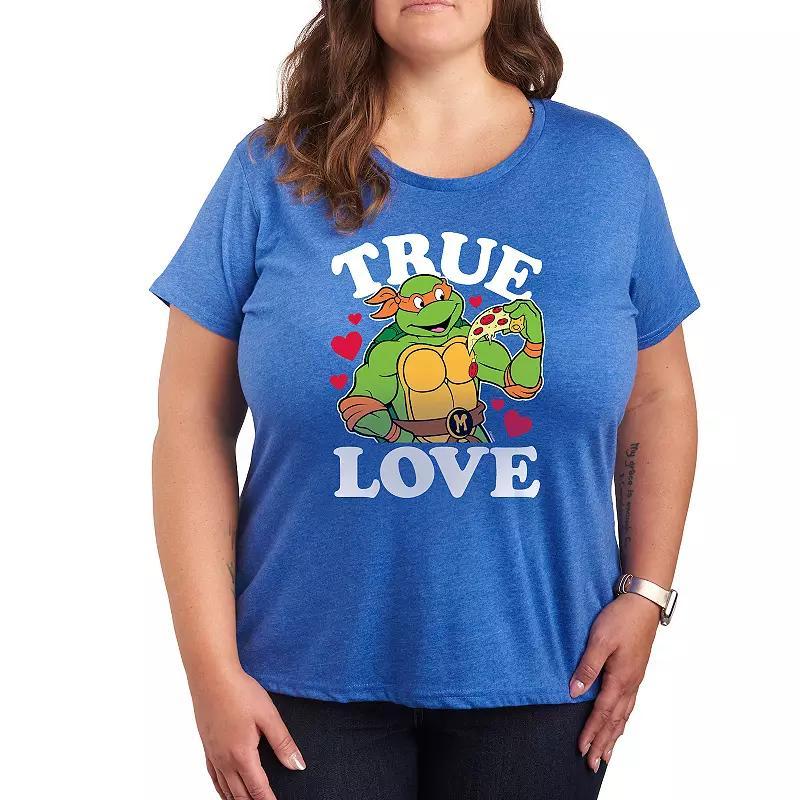 Plus Size Teenage Mutant Ninja Turtles True Love Graphic Tee, Womens Grey Royal Blue Product Image