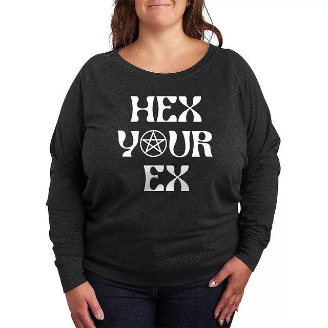 Plus Size Hex Your Ex Lightweight French Terry Sweatshirt, Womens Grey Blue Product Image