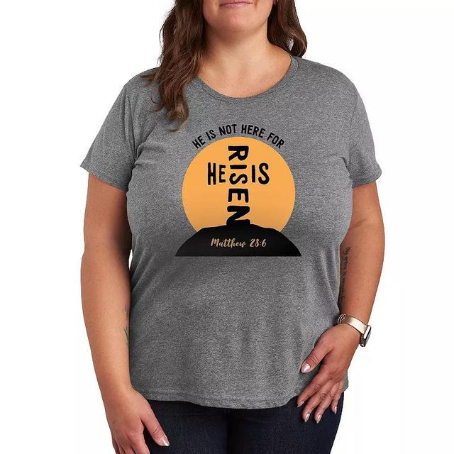 Plus He Is Risen Cross Graphic Tee, Womens Grey Gray Product Image