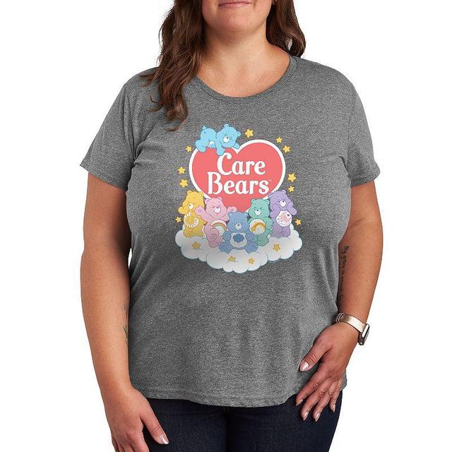 Plus Care Bears Pastel Cloud Group Graphic Tee, Womens Grey Gray Product Image