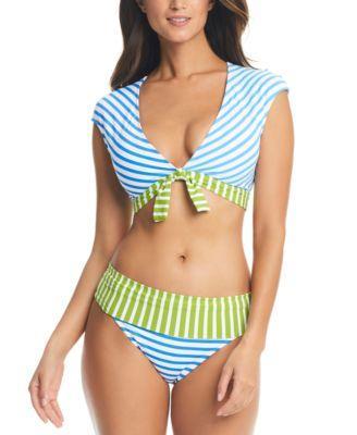 Bleu By Rod Beattie Womens Tie Front Cap Sleeve Bikini Top Foldover Bottoms Product Image